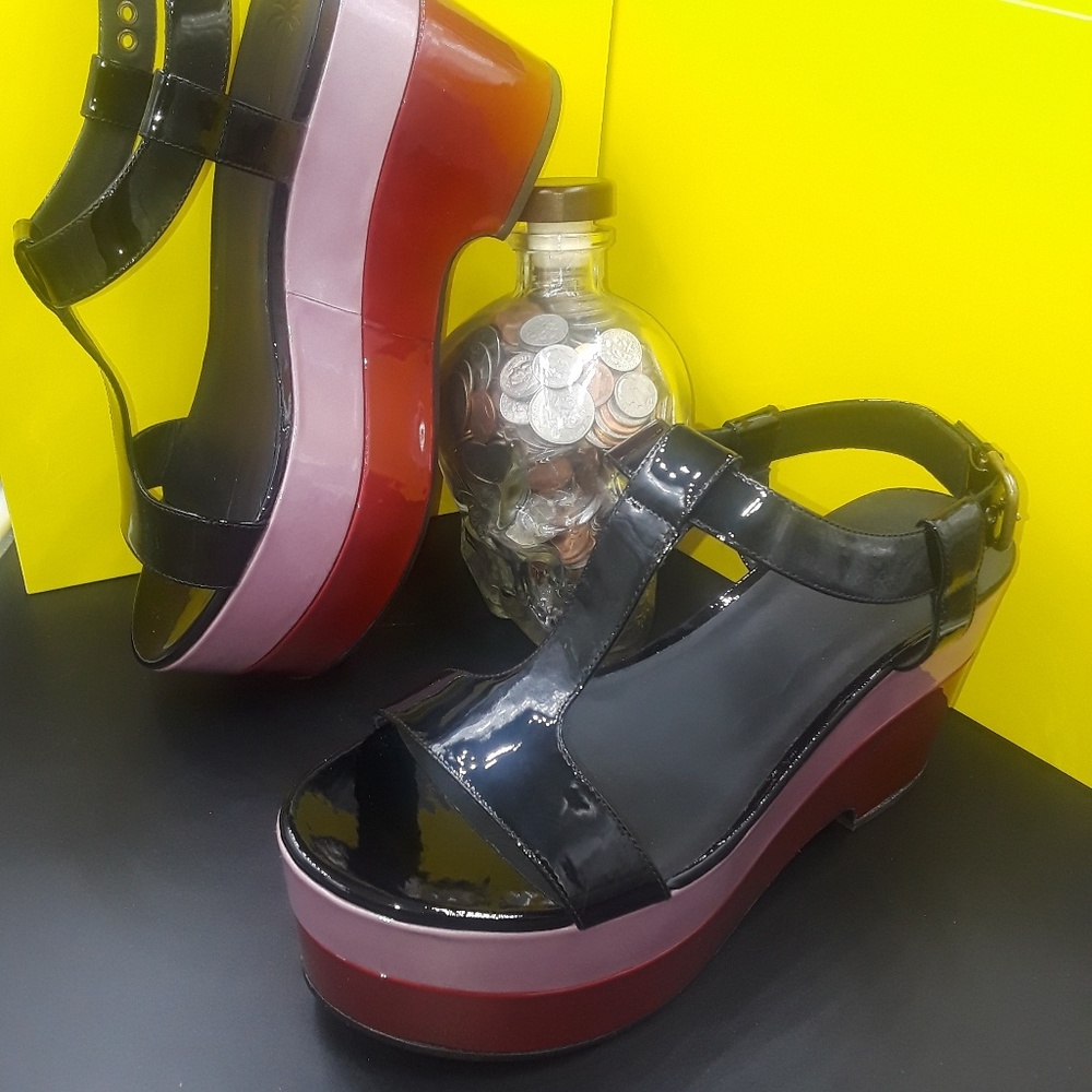 Tomas Maier Patent Color Block Platform Heel - image 7